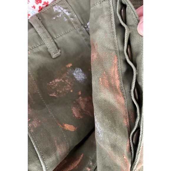 Polo Ralph Lauren sz 8 Pants Paint Splatter Cotton Button Fly Olive Green - Picture 10 of 15